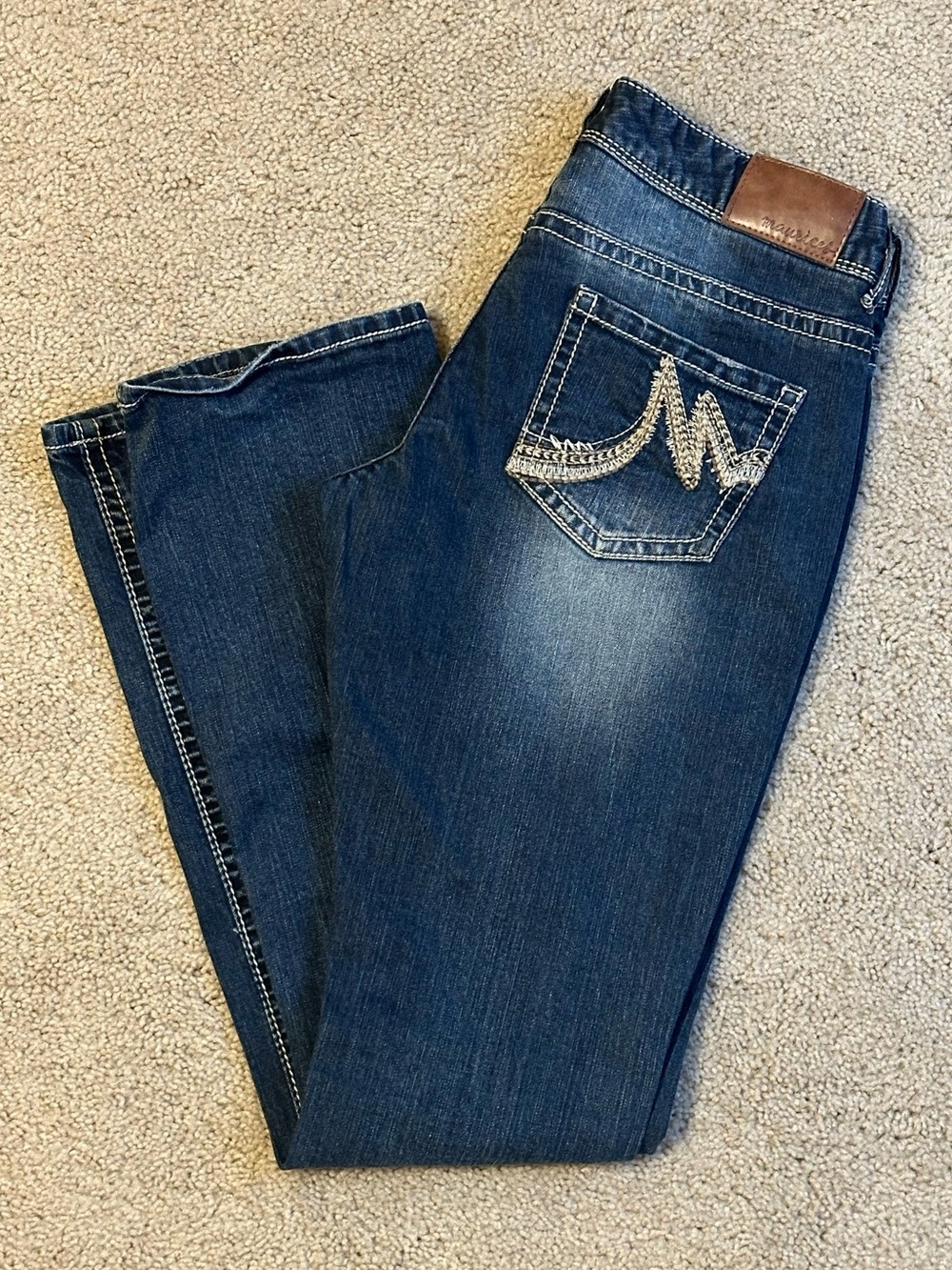 Maurices Dark Blue Bootcut Jeans with Embroidered Pocket Sz3/4